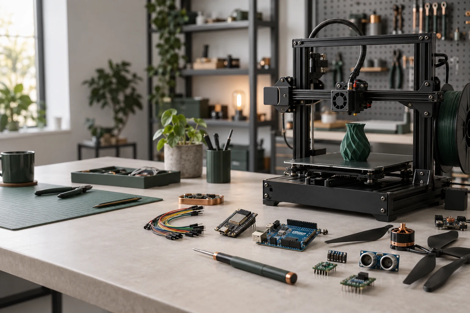 3D-Drucker an einer modernen Werkbank